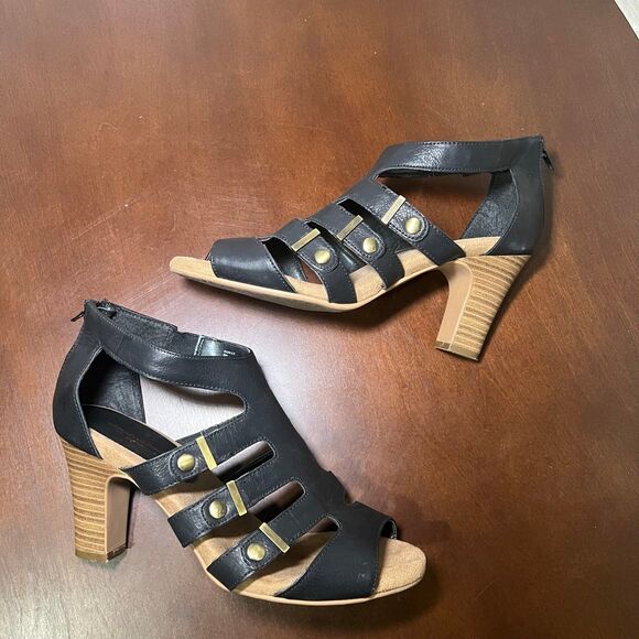 CLOUDWALKERS Womens Heels Strappy Black Parker 3" Open Toe Casual Summer | 9W - Picture 4 of 8